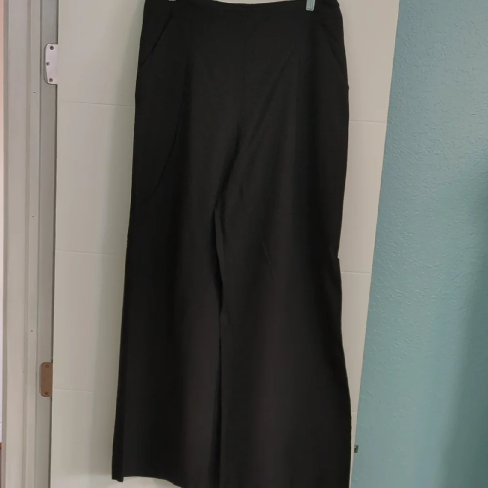 Zara Classic Black wide Leg High Waisted Pleated Trousers Sz XXL Linen Blend